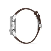 Hislon MS154T-02KS Yansıma Önleyici Seramik Çerçeve Safir Camlı Deri Kordon Çelik Kasa 10 ATM Suya Dayanıklı Kahverengi Renk Erkek Kol Saati thumbnail 2