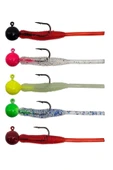 Kendo Hook Worm Jighead+Lrf Silikonu 2gr+4.5cm 5 Adet-Head Yellow+Green Glow - 1
