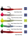 Kendo Hook Worm Jighead+Lrf Silikonu 2gr+4.5cm 5 Adet-Head Red+Red thumbnail 2