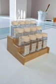 12'li Bambu Standlı Kare Form Cam Baharatlık Seti Takımı Etiket Saklama Kabı Mutfak Düzeni Organizer thumbnail 5