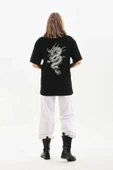 Unisex Baskılı Oversize T-Shirt - Siyah thumbnail 3