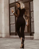 Krep Kumaş Kol Tül Puan Detaylı Kuşaklı Tulum 141 Cm thumbnail 7