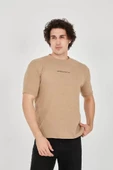 Unisex Jakar Kumaş Slim Fit T-Shirt - Kahverengi thumbnail 1