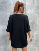 Unisex Baskılı Oversize T-Shirt - Siyah thumbnail 2