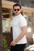Erkek Ince çizgi Dokulu Kısa Kollu T-shirt thumbnail 2