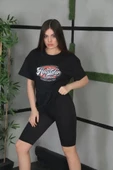 Unisex Baskılı Oversize T-Shirt - Siyah thumbnail 1
