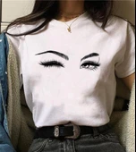 Kadın Kısa Kollu Bisiklet Yaka Göz Baskılı Süprem T-shirt thumbnail 5