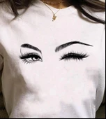 Kadın Kısa Kollu Bisiklet Yaka Göz Baskılı Süprem T-shirt thumbnail 4