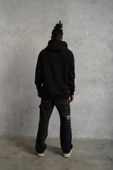 3 İplik Kapşonlu Sweatshirt Hoodie - Siyah thumbnail 3