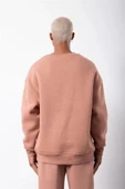 Unisex Biskilet Yaka Üç İplik SweatShirt - Pembe thumbnail 3