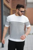 Erkek çizgi Desenli Bisiklet Yaka Kısa Kollu T-sihrt thumbnail 1