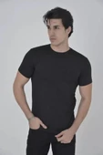 Erkek File Cepli Slim Fit T-shirt - Siyah thumbnail 1