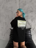 Unisex Baskılı Oversize T-Shirt - Siyah thumbnail 3