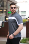 Erkek şerit Detaylı Kısa Kollu T-shirt thumbnail 2
