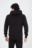 Unisex Tam Fermuarlı Kapşonlu  SweatShirt - Siyah thumbnail 2