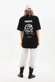 Unisex Baskılı Oversize T-Shirt - Siyah thumbnail 2