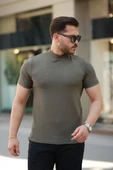 Erkek Ince çizgi Dokulu Kısa Kollu Tişört thumbnail 2