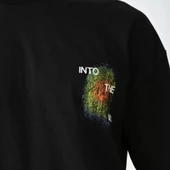 Unisex Bisiklet Yaka Baskılı Oversize T-Shirt - Siyah thumbnail 4