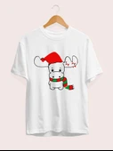 Ren Geyiği Baskılı Noel İçin T-shirt - Beyaz thumbnail 2