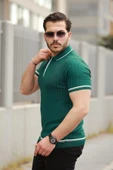 Erkek Fermuarlı Yakalı Kısa Kollu T-shirt - 2