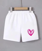 Beli Lastikli Baskılı Mini Şort - Beyaz thumbnail 1