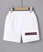 Beli Lastikli Baskılı Mini Şort - Beyaz thumbnail 1