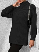 Kadın Uzun Kollu Balıkçı Yaka Yandan Yırtmaçlı şardonlu Kaşkorse Bluz thumbnail 1