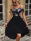 Kadın Askılı Omuzlardan Açık üst Süprem Alt Ithal Krep Elbise thumbnail 1