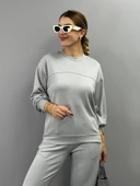 Kadın Uzun Kollu Bisiklet Yaka Viskon Iki Iplik Bluz Ve Pantolon Ikili Takım thumbnail 2