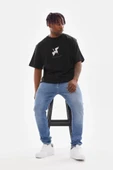Unisex Baskılı Oversize T-Shirt - Siyah thumbnail 3