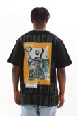 Unisex Baskılı Oversize T-Shirt - Siyah thumbnail 2