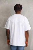 Unisex Baskılı Oversize T-Shirt - Beyaz thumbnail 2
