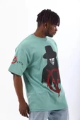 Unisex Oversize Baskılı Bisiklet Yaka T-Shirt - Mint Yeşili thumbnail 3