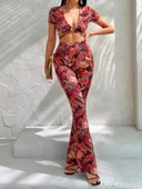 Kadın Kısa Kollu Desenli Takım thumbnail 1