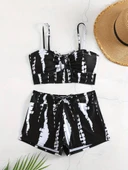 Kadın Büzgü Detay Askılı Crop Mini Tayt Ikili Takım thumbnail 9