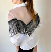 Kadın Püskül Detay Poplin Gömlek Bluz Fırsat Ürün thumbnail 2