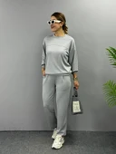 Kadın Uzun Kollu Bisiklet Yaka Viskon Iki Iplik Bluz Ve Pantolon Ikili Takım thumbnail 3