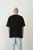 Unisex Baskılı Bisiklet Yaka Oversize T-Shirt - Siyah thumbnail 2