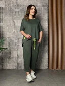 Kadın Kısa Kollu Bisiklet Yaka Viskon Iki Iplik Bluz Ve Pantolon Ikili Takım thumbnail 4