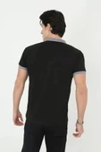 Erkek Yakalı Slim Fit Baskılı T-Shirt - Siyah thumbnail 2