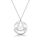 Çember Yengeç Burcu Gümüş Kolye - Gümüş thumbnail 1