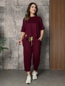 Kadın Kısa Kollu Bisiklet Yaka Viskon Iki Iplik Bluz Ve Pantolon Ikili Takım thumbnail 1