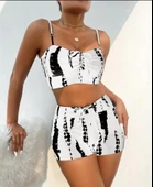 Kadın Büzgü Detay Askılı Crop Mini Tayt Ikili Takım thumbnail 1