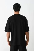 Unisex Baskılı Oversize T-Shirt - Siyah thumbnail 3