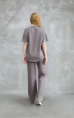 Osy Modal Yumuşak Dokulu Kumaş Bisiklet Yaka Taş Detaylı Kısa Kollu Takım - Vizyon thumbnail 2