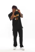 Unisex Oversize Kolye Dahil T-Shirt - Siyah - 4