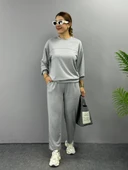 Kadın Uzun Kollu Bisiklet Yaka Viskon Iki Iplik Bluz Ve Pantolon Ikili Takım thumbnail 1