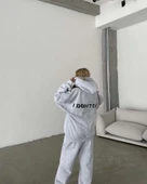 Nakış İşlemeli Üç İplik Sweat Takım- Gri thumbnail 1