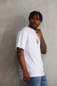 Unisex Baskılı Oversize T-Shirt - Beyaz thumbnail 3