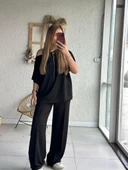 Kadın Tek Omuzdan Açık Geniş Kesim Viskon Iki Iplik Bluz Ve Pantolon Ikili Takım thumbnail 1